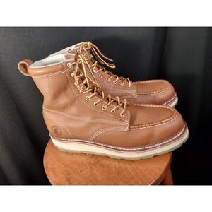 Rockrooster Norwood AP611 Mens 12 Moc Toe Leather Wedge Work Boots Brown EH